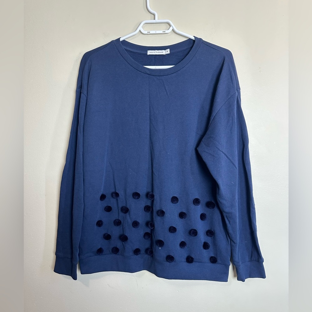 South Parade Size M Blue Sweater with Pom Pom Detail